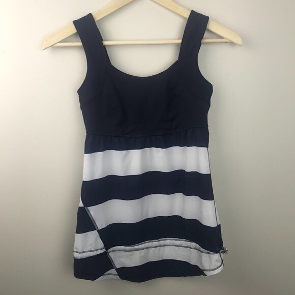 Lululemon Run Chase Me Tank - Navy Blue & White, Size 2 - Picture 1 of 5